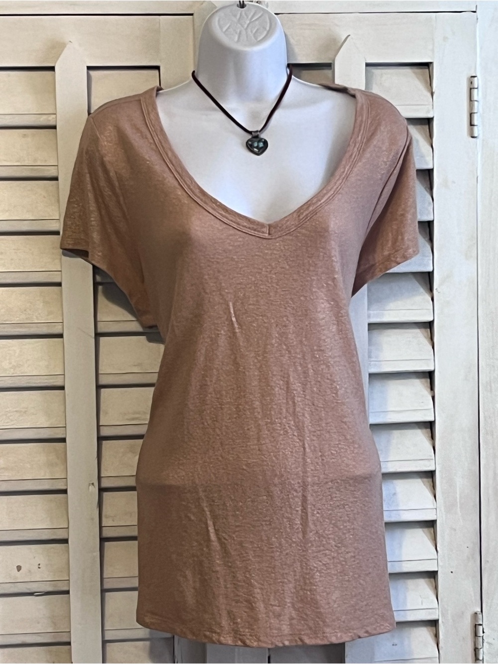 Lane Bryant Taupe / Heather Tan V-Neck Short Sleeve Tee – Plus Size 14/16